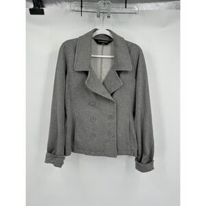 Norma Kamali‎ Womens Gray Knit Blazer Size L Minimalist Capsule Workwear Neutral